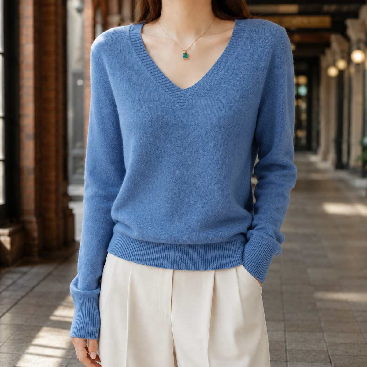 Brooklyn | Women’s Fitted Knit V Neck Sweater