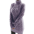 Wilhelmina | Women's Cable Knit Turtleneck Mini Sweater Dress