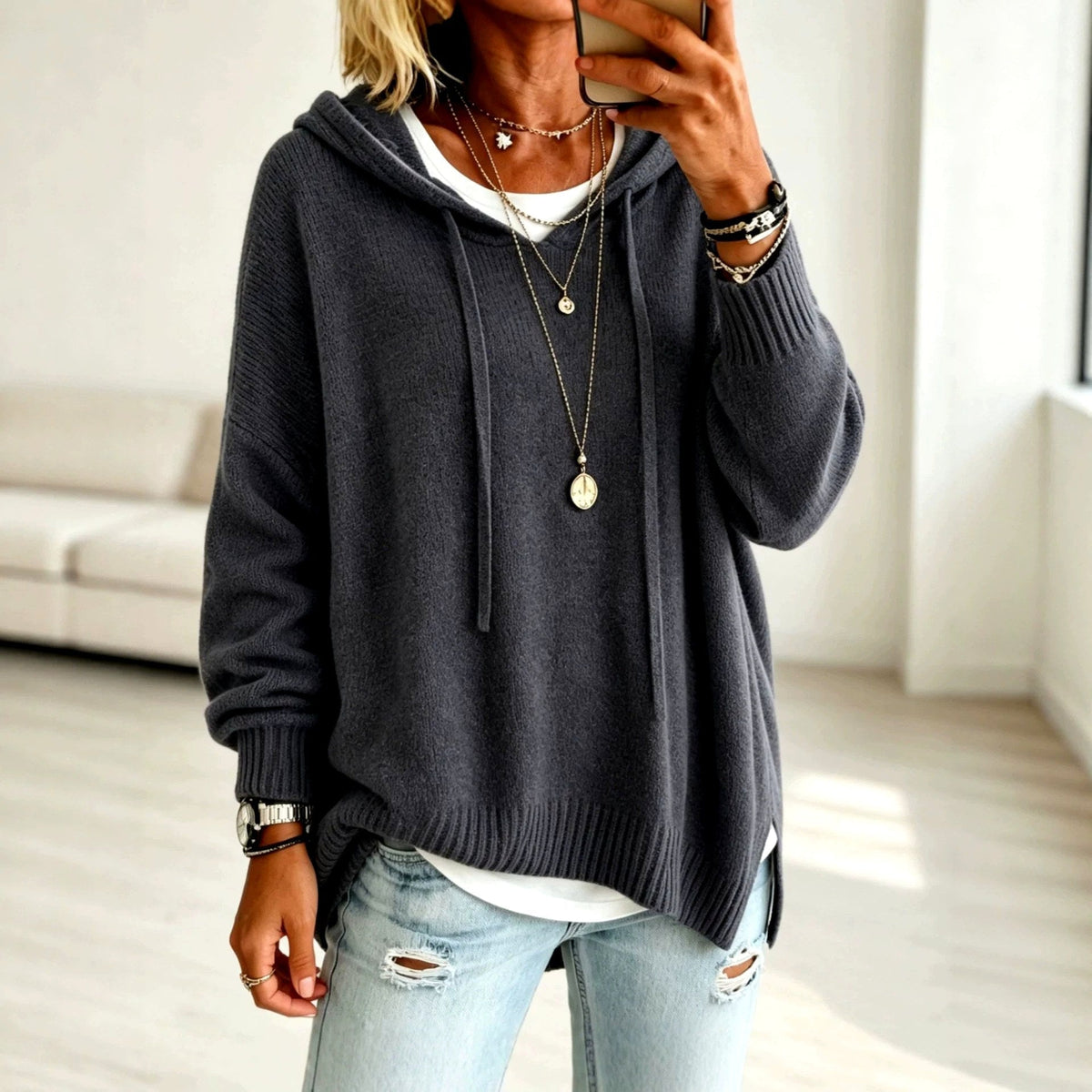 Odette | Women’s Oversized Hooded Knit Sweater