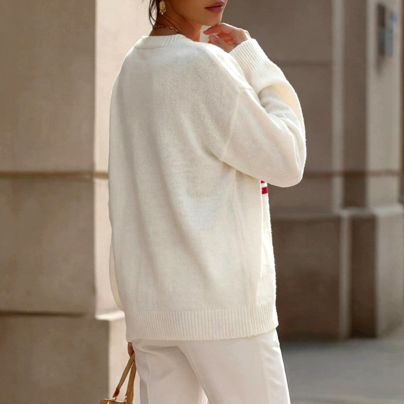 Marion | Women’s American Flag Knit V Neck Sweater