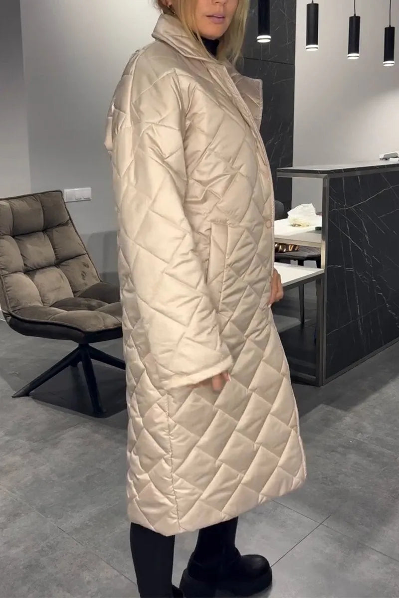 Guenevere | Women's Diamond Quilted Coat with Leopard Lining Detail
