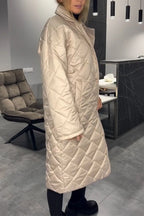 Guenevere | Women's Diamond Quilted Coat with Leopard Lining Detail