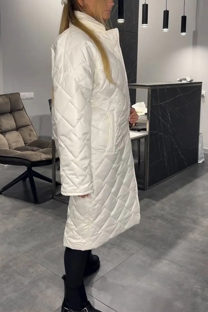 Guenevere | Women's Diamond Quilted Coat with Leopard Lining Detail
