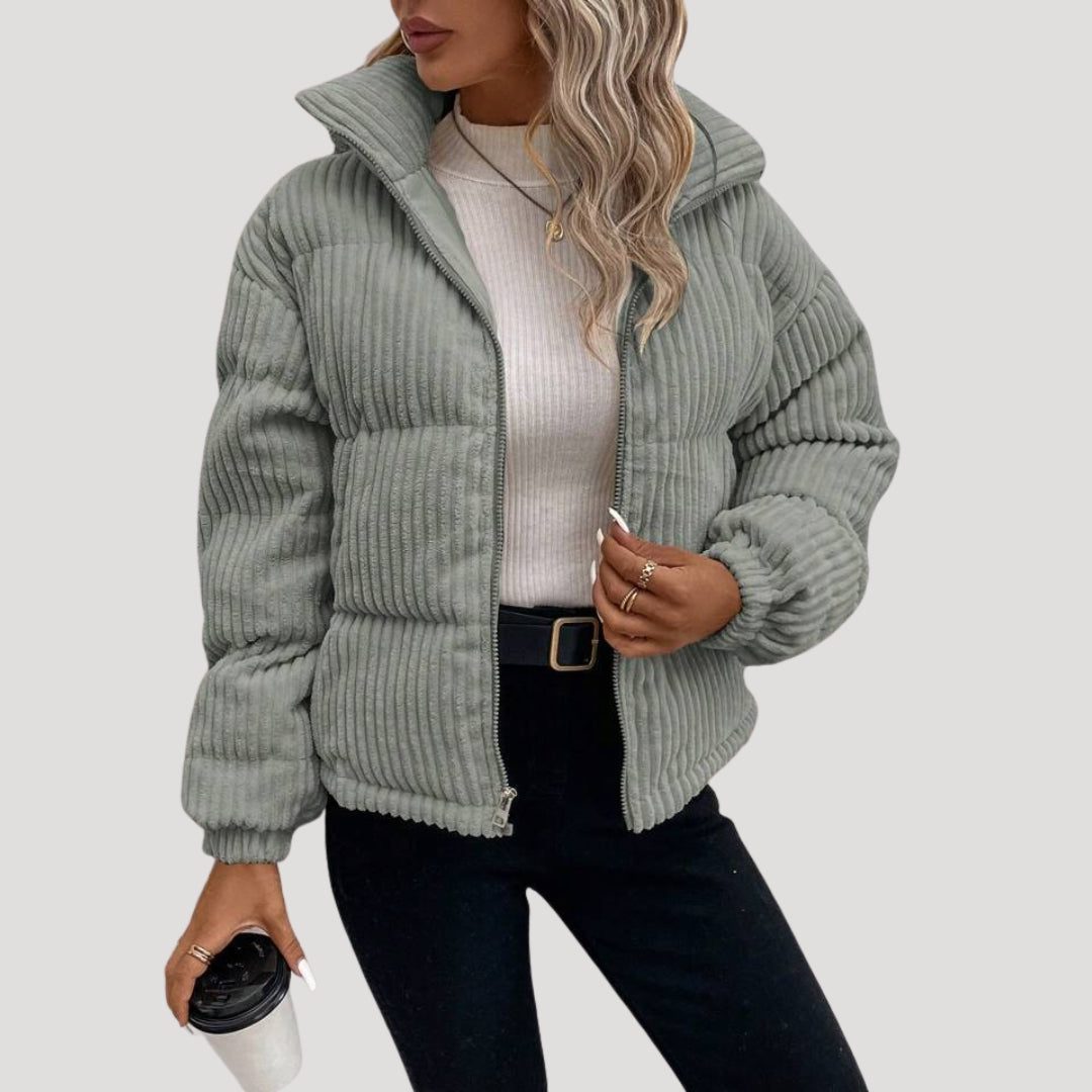 Kunigunde | Women's Quilted Corduroy Puffer Jacket with Stand Collar