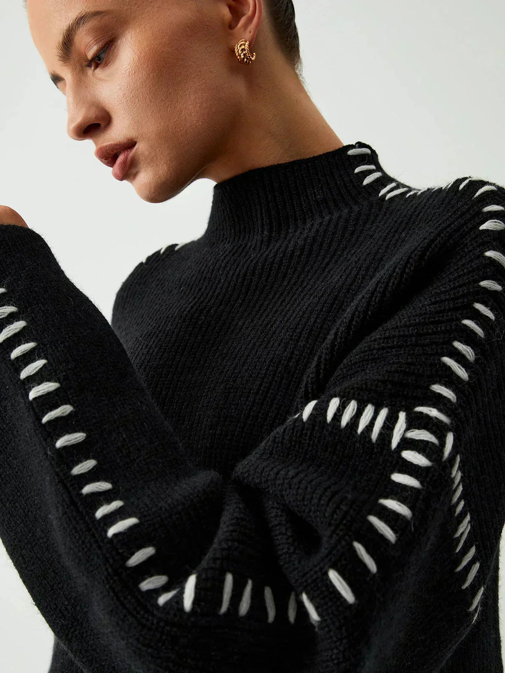 Isadora | Women's Cropped Mock Neck Ribbed Sweater