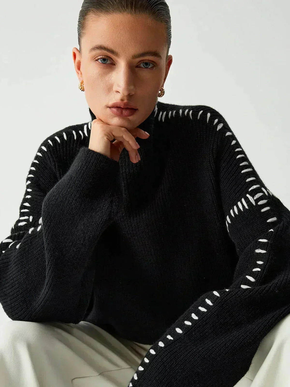 Isadora | Women's Cropped Mock Neck Ribbed Sweater