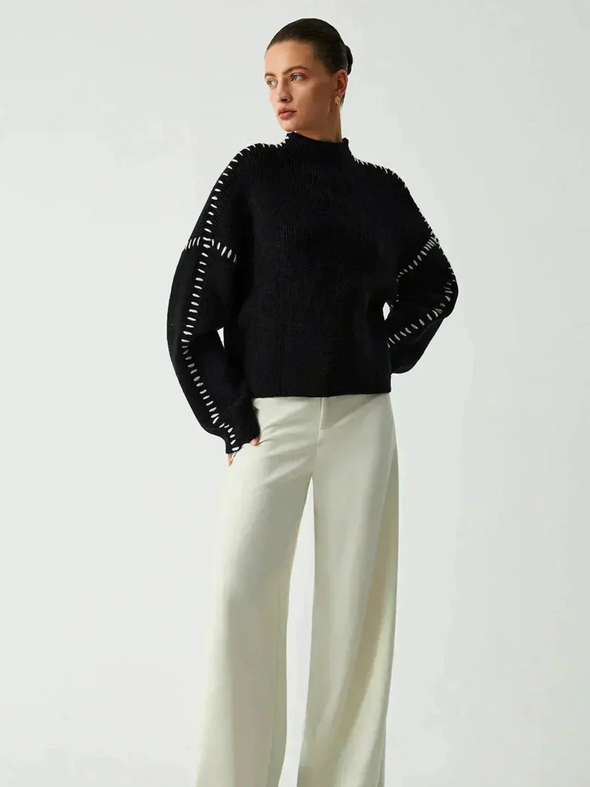 Isadora | Women's Cropped Mock Neck Ribbed Sweater