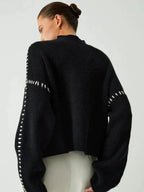 Isadora | Women's Cropped Mock Neck Ribbed Sweater