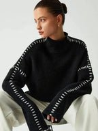 Isadora | Women's Cropped Mock Neck Ribbed Sweater