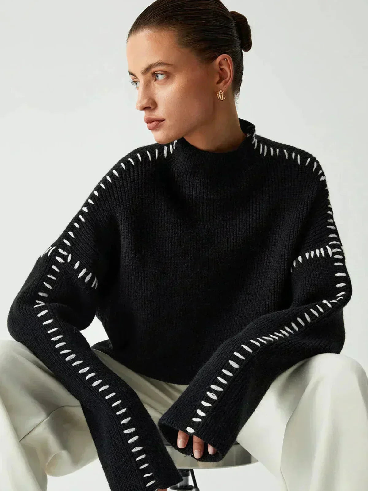 Isadora | Women's Cropped Mock Neck Ribbed Sweater