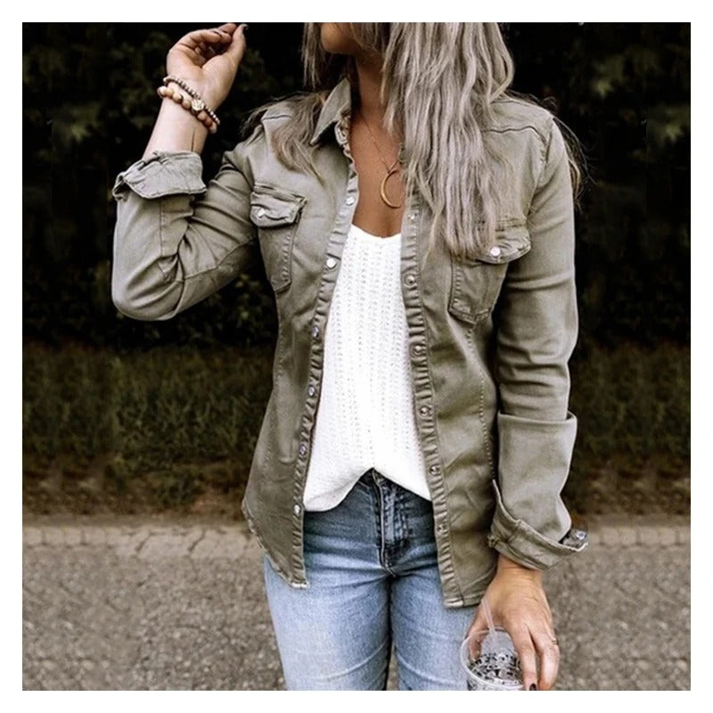 Marlow | Women's Fitted Denim Shirt Jacket with Chest Pockets