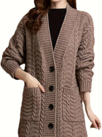 Winifred | Women’s Button Up Long Cable Knit Cardigan