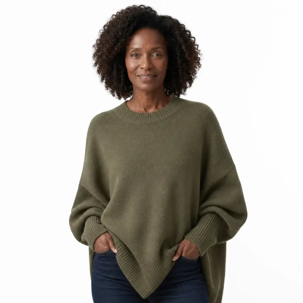 Maren | Women’s Asymmetrical Oversized Crew Neck Sweater