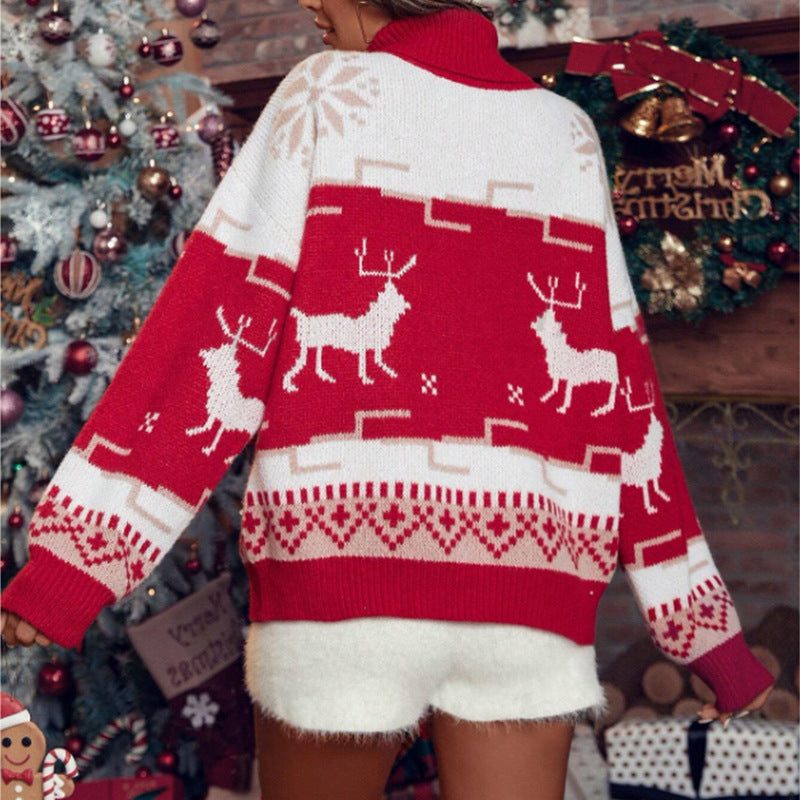 Tessa | Women’s Christmas Reindeer Turtleneck Sweater
