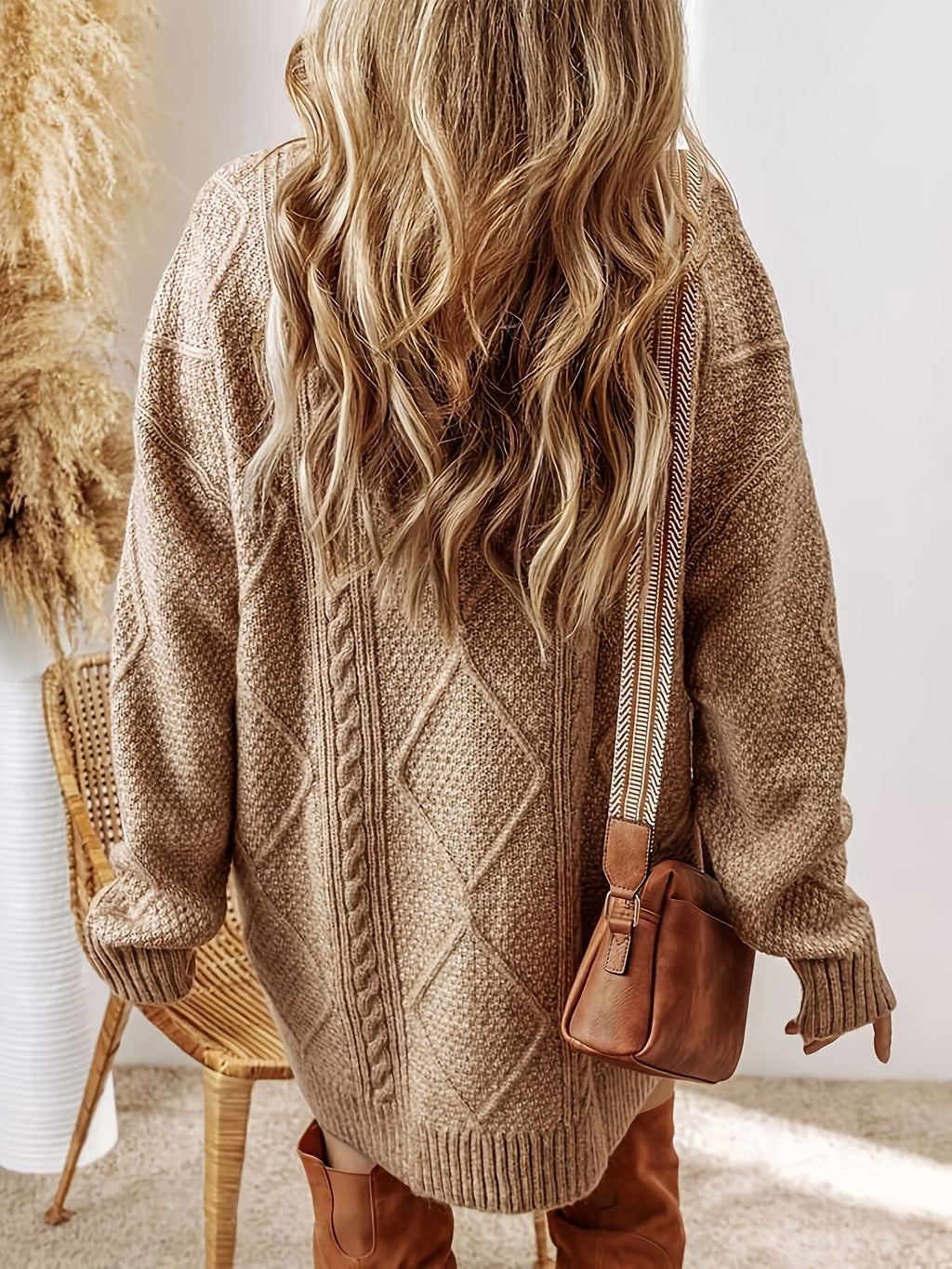 Beatrix | Women's Oversized Cable Knit Sweater Dress