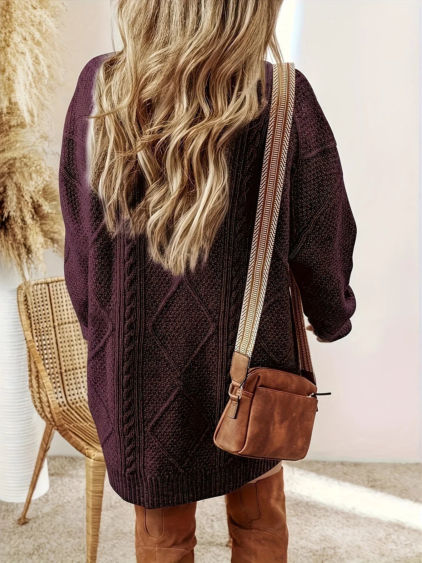 Beatrix | Women's Oversized Cable Knit Sweater Dress