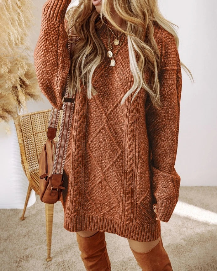 Beatrix | Women's Oversized Cable Knit Sweater Dress