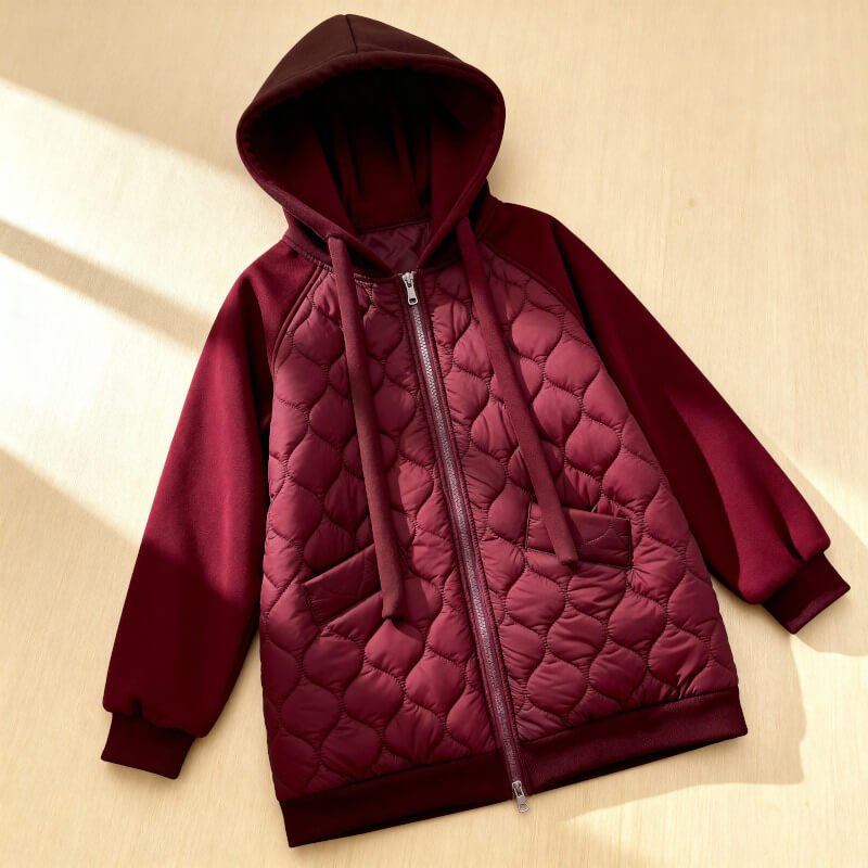 Marigold | Women's Quilted Panel Fleece Zip Hoodie Jacket