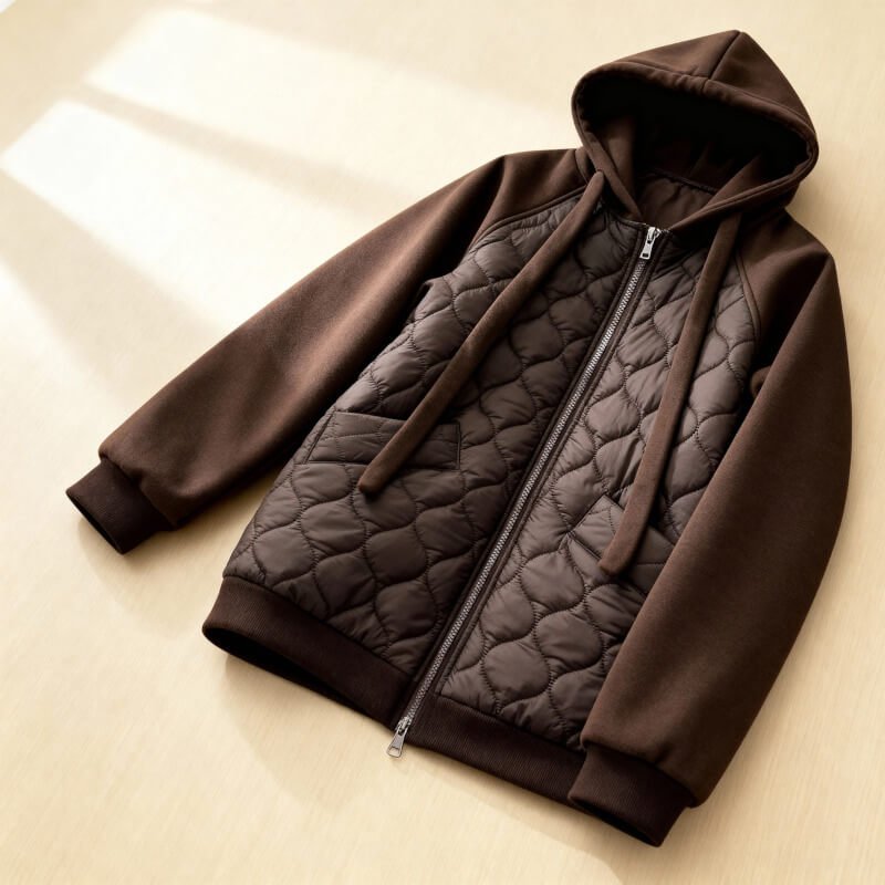 Marigold | Women's Quilted Panel Fleece Zip Hoodie Jacket