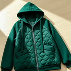 Marigold | Women's Quilted Panel Fleece Zip Hoodie Jacket