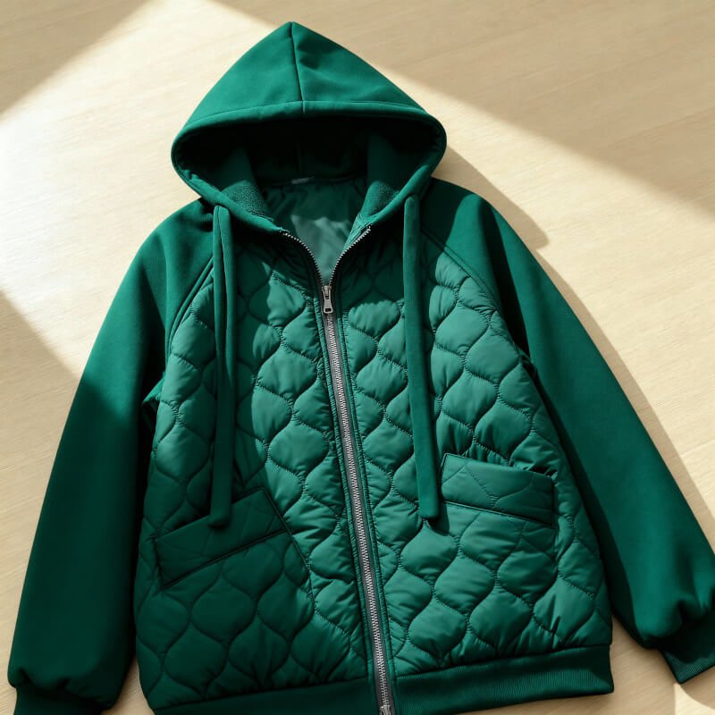 Marigold | Women's Quilted Panel Fleece Zip Hoodie Jacket