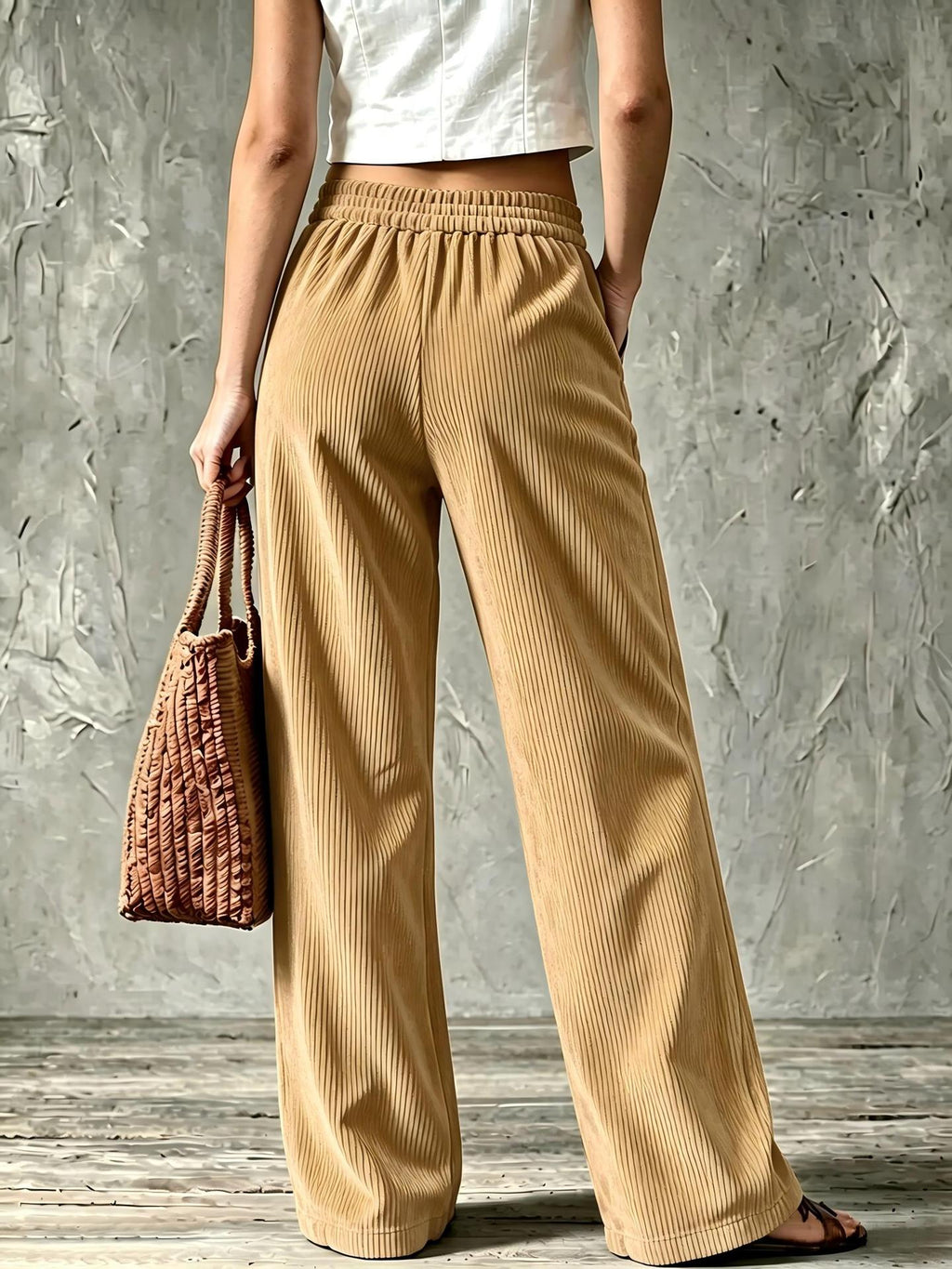 Elowen | Women's Flap Pocket Wide Leg Corduroy Pants