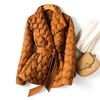 Adalyn | Women's Shawl Collar Quilted Puffer Coat with Self-Tie Belt