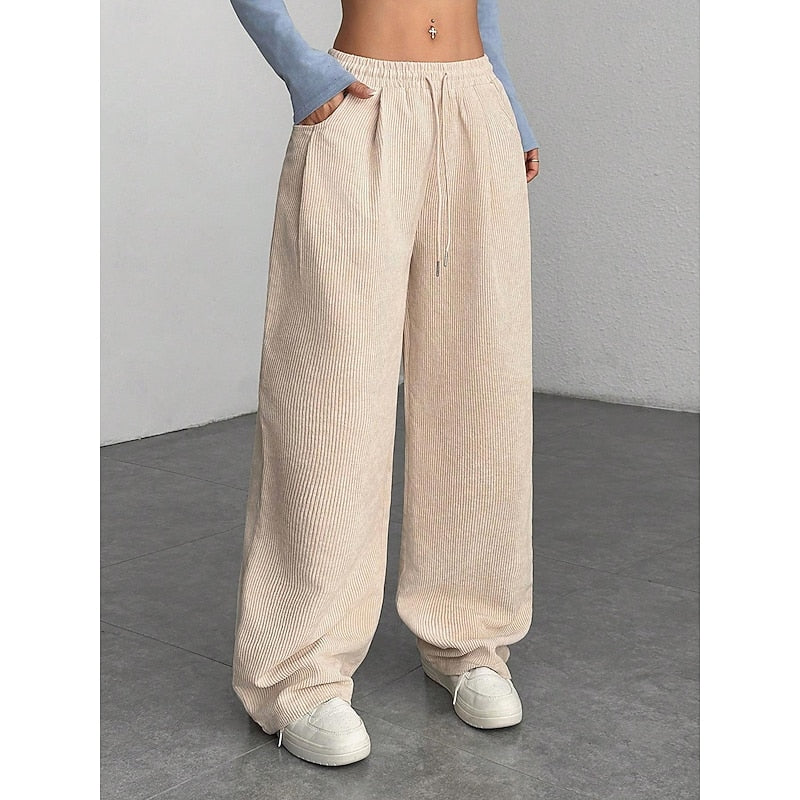 Marisette | Women's Wide-Leg Corduroy Trousers with Drawstring