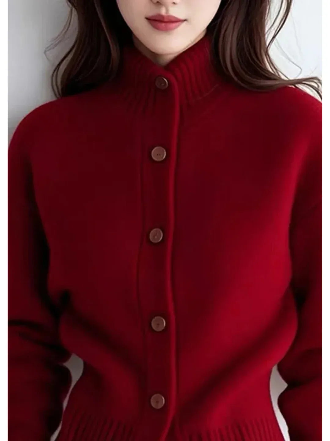 Genevieve | Women’s Button Up High Neck Knit Cardigan