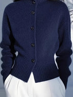 Genevieve | Women’s Button Up High Neck Knit Cardigan