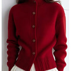 Genevieve | Women’s Button Up High Neck Knit Cardigan