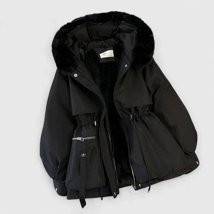 Coraline | Women's Fur Hood Parka Jacket with Drawstring Waist