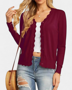 Sylvie | Women's Cropped Knit Cardigan with Scalloped Button Front