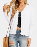 Sylvie | Women's Cropped Knit Cardigan with Scalloped Button Front