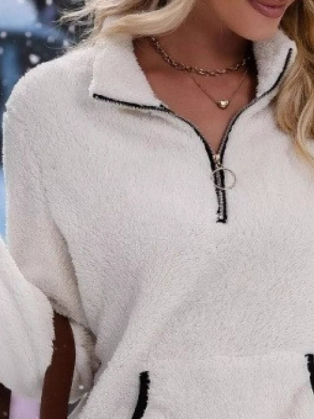 Wilhelmina | Women's Sherpa Half Zip Sweater in a Plush Fuzzy Finish