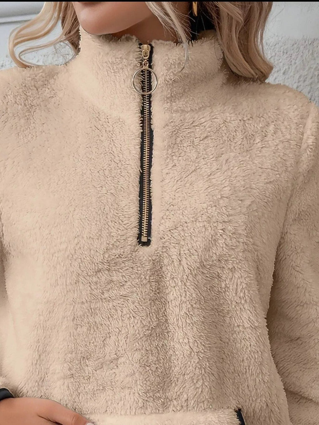 Wilhelmina | Women's Sherpa Half Zip Sweater in a Plush Fuzzy Finish