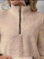 Wilhelmina | Women's Sherpa Half Zip Sweater in a Plush Fuzzy Finish