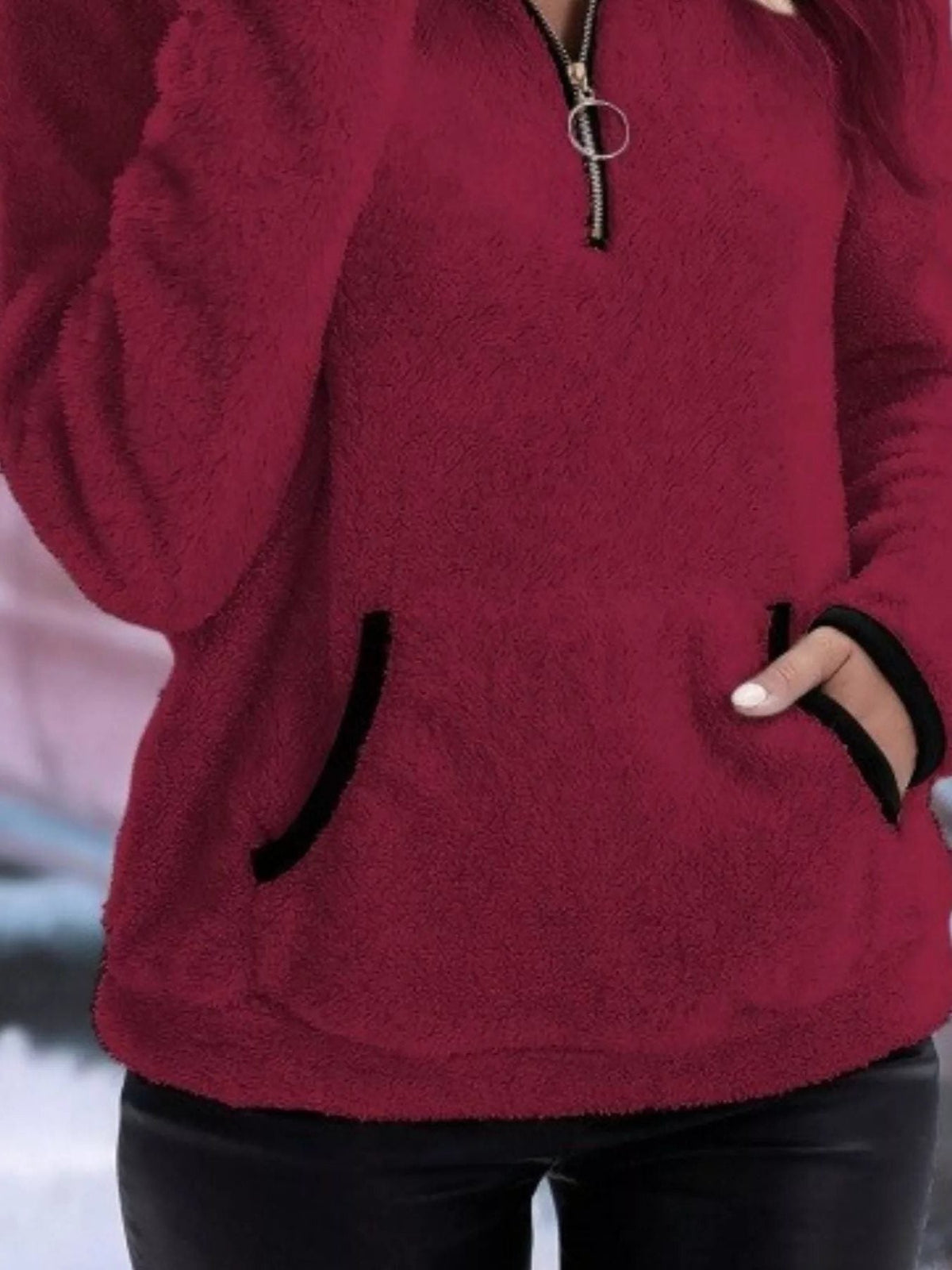 Wilhelmina | Women's Sherpa Half Zip Sweater in a Plush Fuzzy Finish