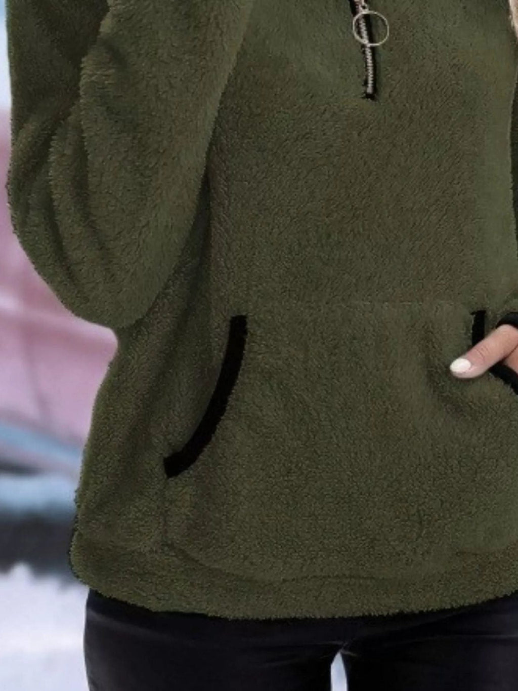 Wilhelmina | Women's Sherpa Half Zip Sweater in a Plush Fuzzy Finish