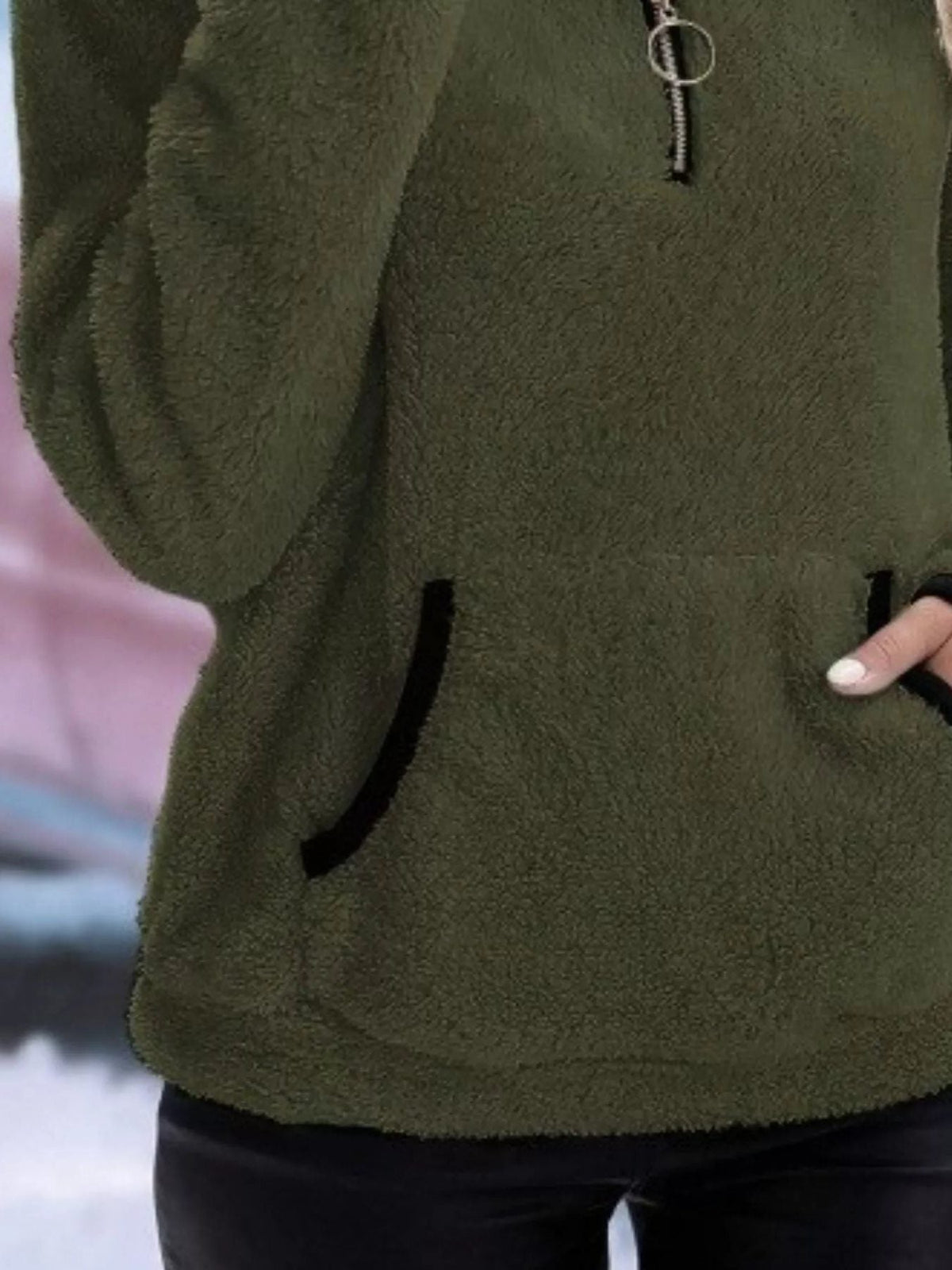 Wilhelmina | Women's Sherpa Half Zip Sweater in a Plush Fuzzy Finish