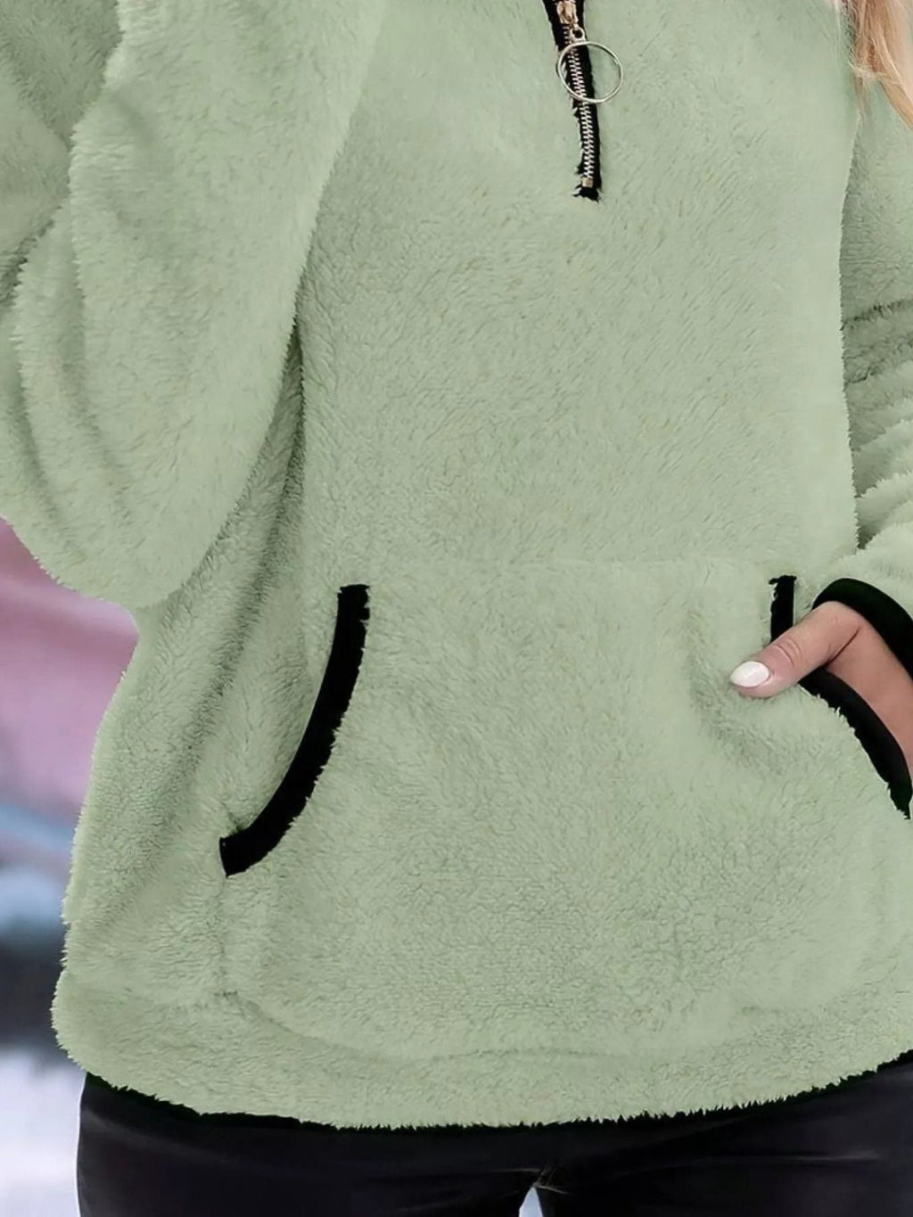 Wilhelmina | Women's Sherpa Half Zip Sweater in a Plush Fuzzy Finish