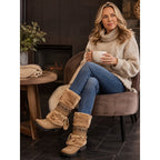 Cataleya | Women's Fur-Cuff Mid-Calf Boots with Boho Beaded Strap