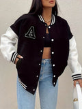 Sarafina | Women's Varsity Bomber Jacket with Contrast Sleeves