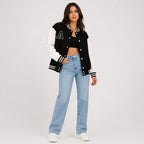 Sarafina | Women's Varsity Bomber Jacket with Contrast Sleeves