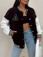 Sarafina | Women's Varsity Bomber Jacket with Contrast Sleeves
