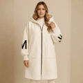 Josephine | Women's Longline Hooded Coat with Graphic Knit Sleeves
