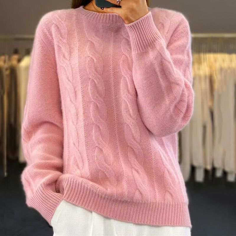 Odessa | Women's Cable Knit Crew Neck Pullover Sweater