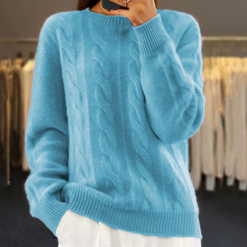 Odessa | Women's Cable Knit Crew Neck Pullover Sweater
