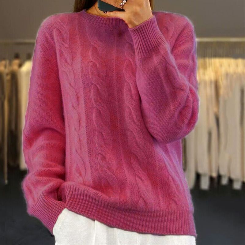 Odessa | Women's Cable Knit Crew Neck Pullover Sweater