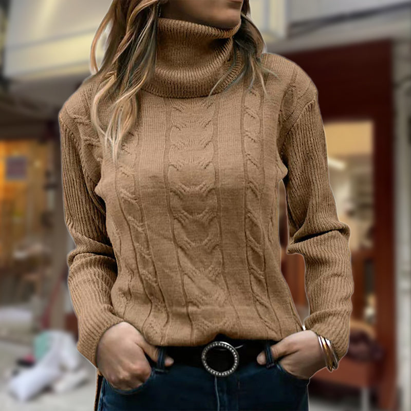 Elowen | Women’s Slim Fit Turtleneck Cable Knit Sweater